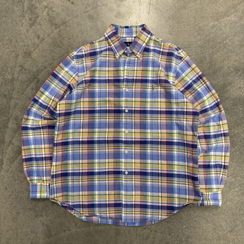 Ralph Lauren Plaid Classic Button Down Shirt Cotton Men's Size Large
